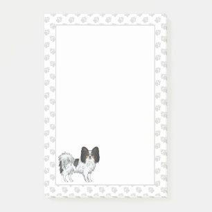 Trefärgad Papillon Glad Tecknad Hund Med Tassarna Post-it Block