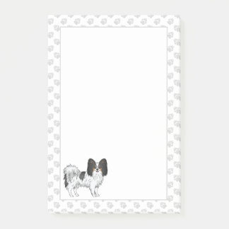 Trefärgad Papillon Glad Tecknad Hund Med Tassarna Post-it Block