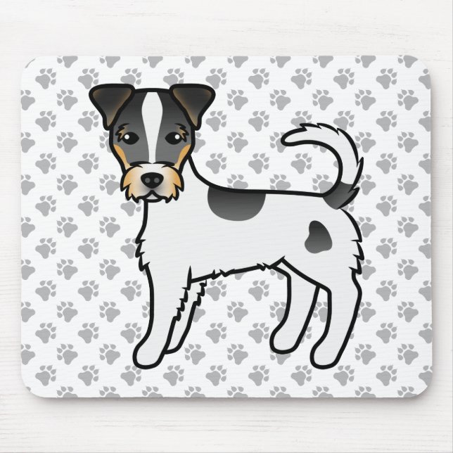 Trefärgad Parson Russell Terrier Hund med sträv pä Musmatta (Framsidan)