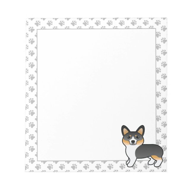 Trefärgad Pembroke Welsh Corgi Tecknad Hund Anteckningsblock (Framsida)