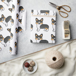 Trefärgad Pembroke Welsh Corgi Tecknad Hund Presentpapper
