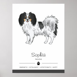 Trefärgad Phalène-hund med eget namn Poster