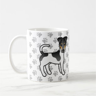 Trefärgad Slät Foxterrier Söt Tecknad Hund Kaffemugg