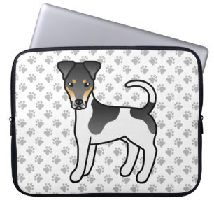Trefärgad Slät Foxterrier Söt Tecknad Hund Laptop Fodral