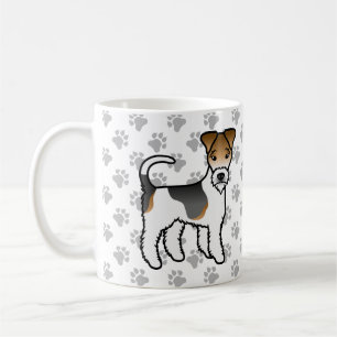 Trefärgad trådfoxterrier söt serieteckning hund kaffemugg
