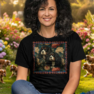 Trefärgade Cavalier King Charles Spaniels CKCS Hun T Shirt