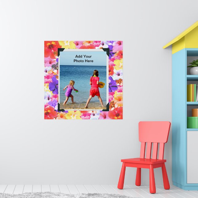 Trefärgade Mosaik Hibiskus Blommor, Poster (Barnkammare 1)