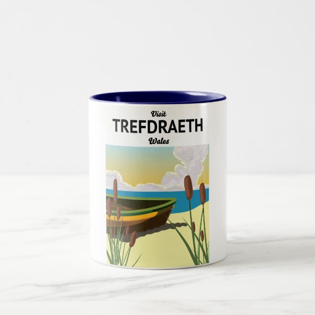 Trefdraeth strand resemaffisch Två-Tonad mugg (Center)