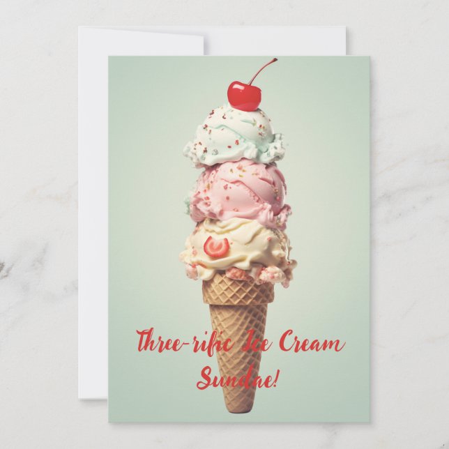 Trefiligt isgräs - söndagskort inbjudningar (Framsida)