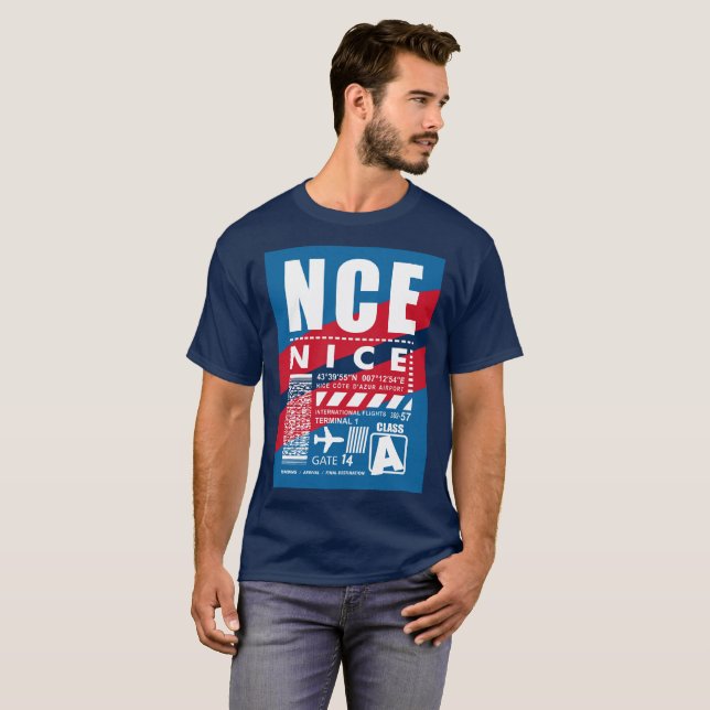 Trefliga Nice Côte d'Azur flygplats T Shirt (Hel framsida)