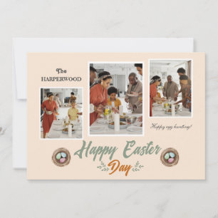trefoto för Glad påsk-familjen för elegant-skript Julkort