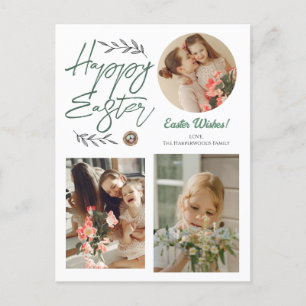 trefoto för Påsk-familjen med Eleganten blommigt Helg Vykort