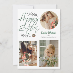 trefoto för Påsk-familjen med Eleganten blommigt Julkort