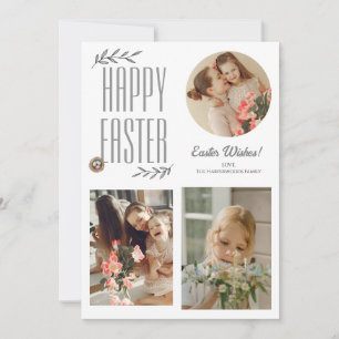 trefoto för Påsk-familjen med Eleganten blommigt Julkort