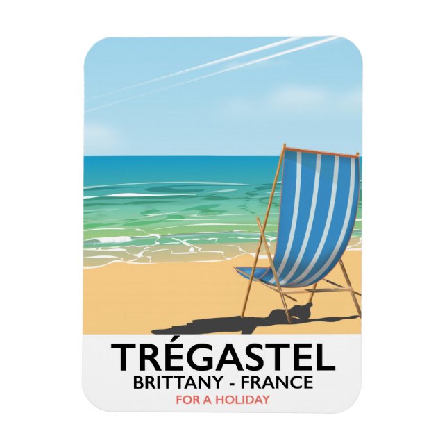 Trégastel, Bretagne Frankrike-strandaffisch Magnet (Vertikal)