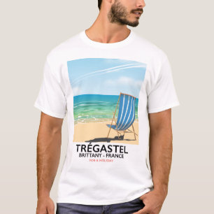 Trégastel, Bretagne Frankrike-strandaffisch T Shirt