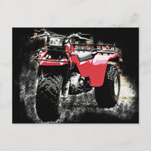 Trehjulig ATC Red Trike Motorcykel Vykort