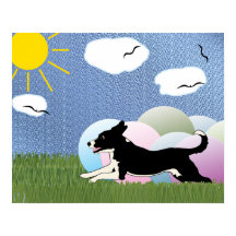 Treibball - Tecknad Lycklig Hund och Bollar v4