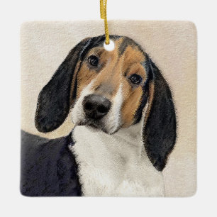 Treing Walker Coonhound Painting - Original Art Julgransprydnad Keramik