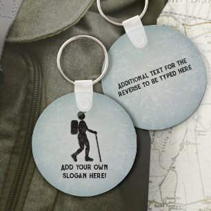 Trek och Hike Thmet Walking Guy, din egen text om Nyckelring