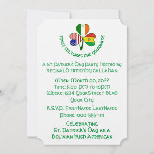 Trekantblad med flaggor från Bolivia Irland USA Inbjudningar