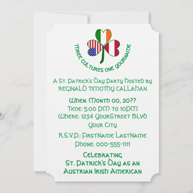 Trekantflagga Österrike Irland USA-flaggor Inbjudningar (Framsida)