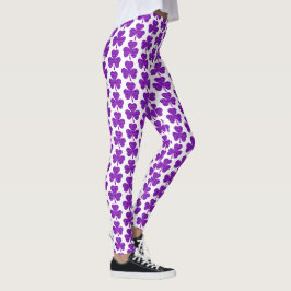 Trekantformad rutmönstrad lila leggings
