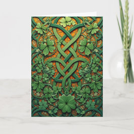 Trekantklöver och keltiska knutar St. Patricks dag Helgkort