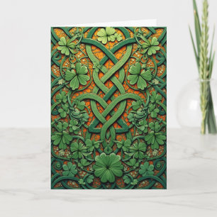 Trekantklöver och keltiska knutar St. Patricks dag Helgkort