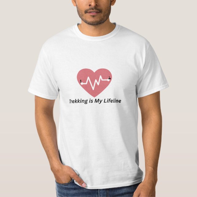 Trekking is My Lifeline – Hiking Lover T-shirt (Framsida)