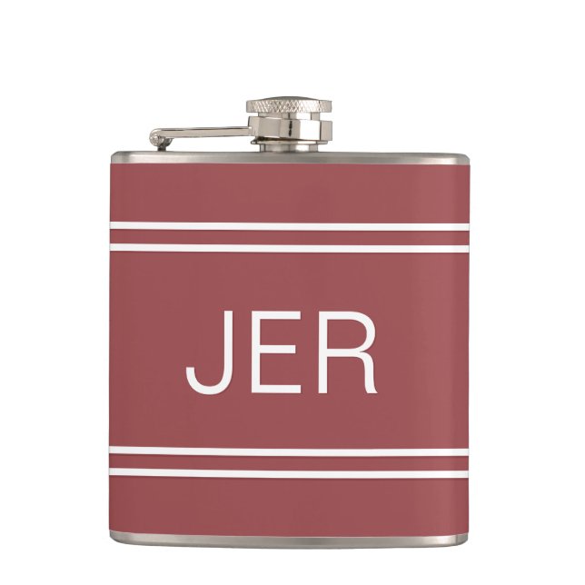 Trekletterinitialer Monogrammerad Mörk Trendig Röd Fickplunta (Framsidan)