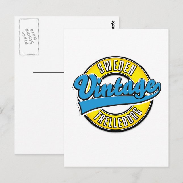 Trelleborg Sverige vintagelogotyp Vykort (Fram/baksida)