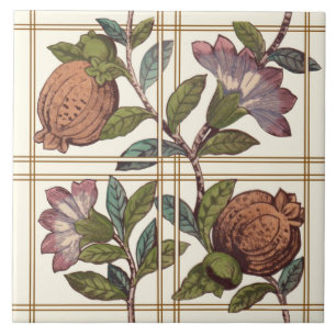 Trellis med frukt och blommor Repro Victorian Tile Kakelplatta