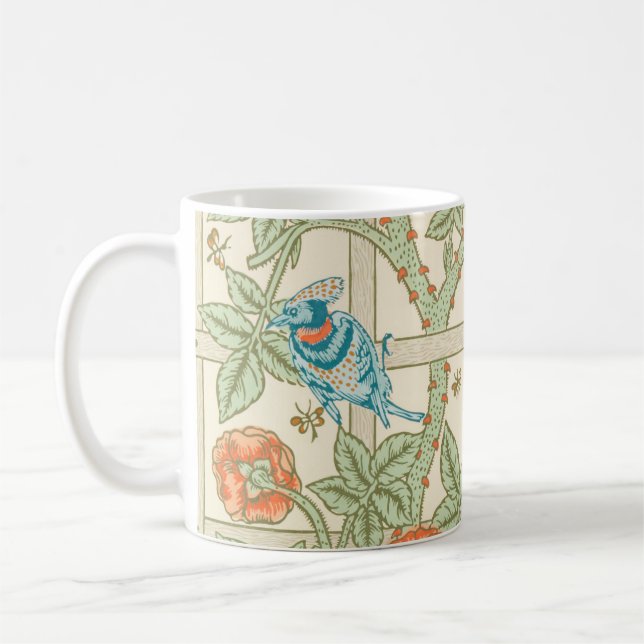 Trellis William Morris Blommigt bird patterned Kaffemugg (Vänster)