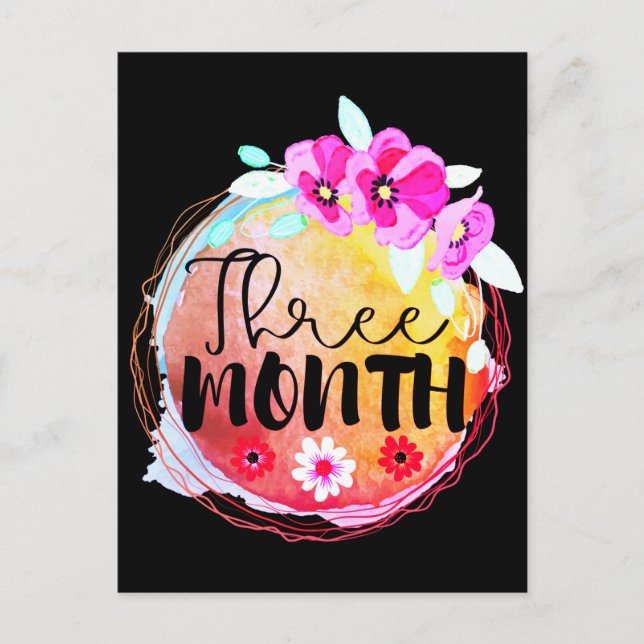 Tremånaders Baby-milstolpe Vykort (Framsida)