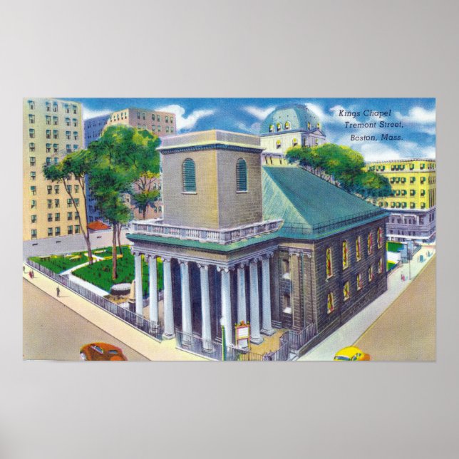 Tremont Street View of Kung Chapel Poster (Framsidan)