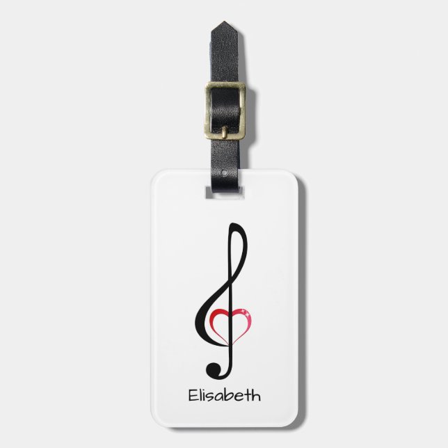 Tremor med glansigt rosa hjärta bagagebricka (Vertikal Framsida)