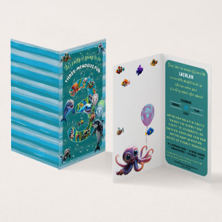 Tremuddig inbjudan till Lodrät i Party på födelsed Visitkort