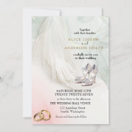 Trenby Bride Veil Grönt Bröllop Inbjudningar