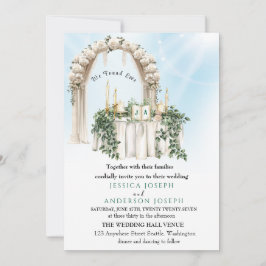 Trenby Snyggt Grönt Bröllop Flower Door Inbjudningar