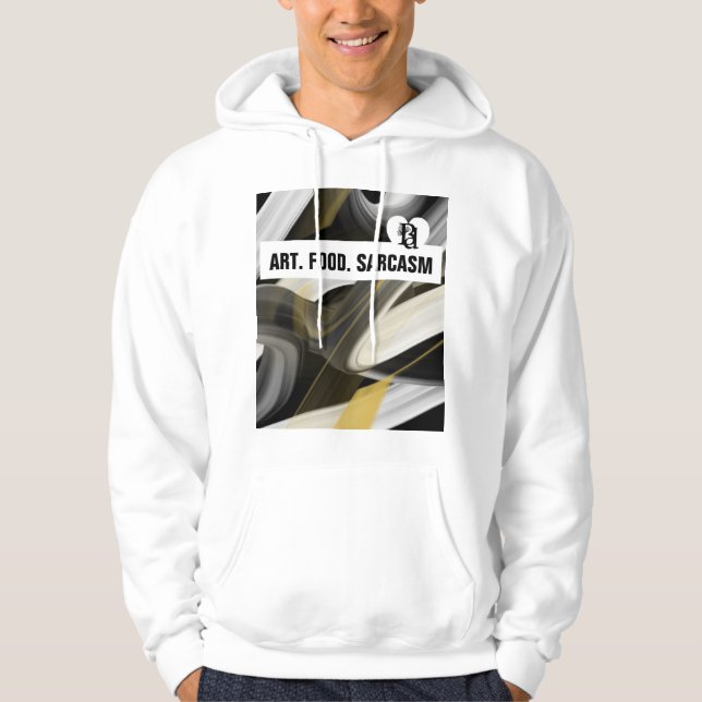 Trend Abstrakt Art Black White Guld Hoodie (Framsida)