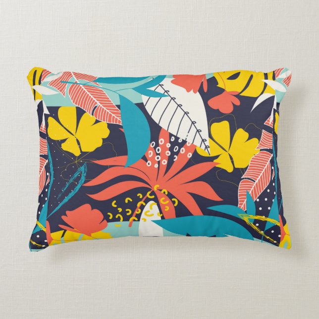 Trend abstrakt mönster med klartropiska löv prydnadskudde (Framsidan)