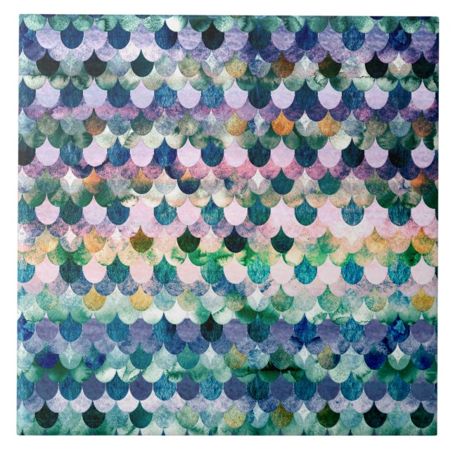 Trend Blue Sjöjungfru Fish Scale Kakelplatta (Framsidan)