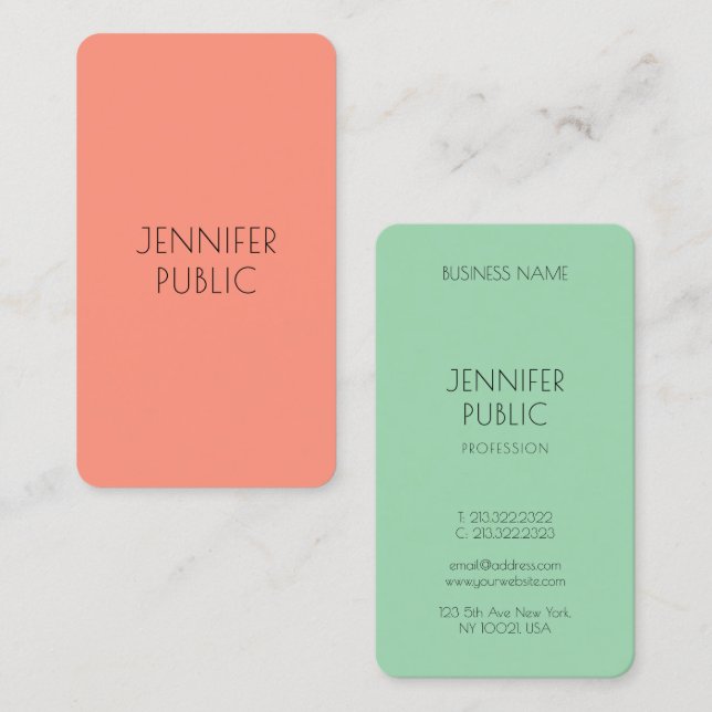 Trend Färg Anpassningsbar Modern Template Elegant Visitkort (Fram/baksida)