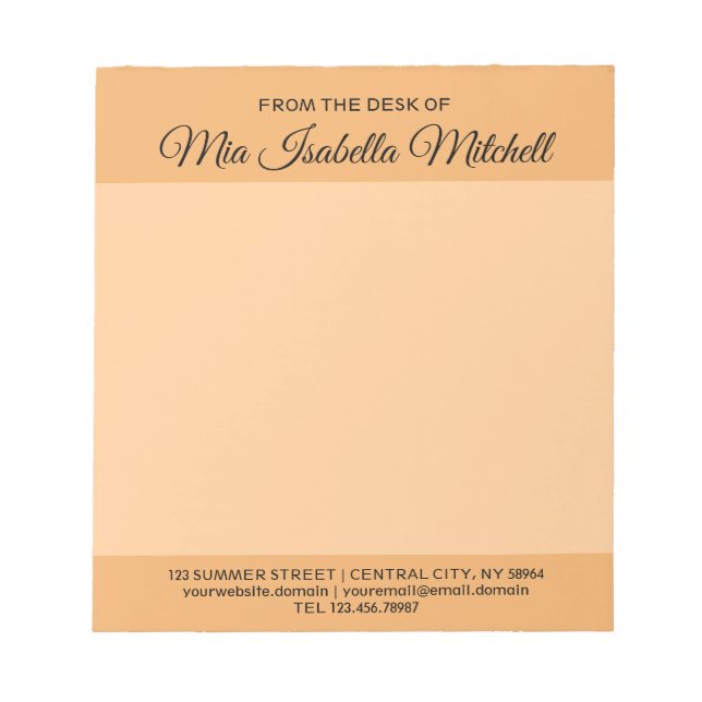 Trend Färg - Anteckningsblocket Soft Orange Busine Anteckningsblock (Framsida)