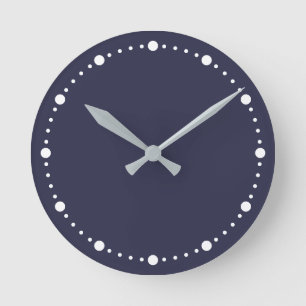 Trend Färg - Blue White Dots Round Clock Clock för Rund Klocka