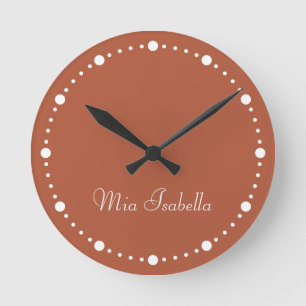 Trend Färg Burk Copper White Dots Round Clock Rund Klocka