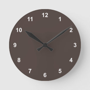 Trend Färg Coffee Brown Round Clock med siffror Rund Klocka