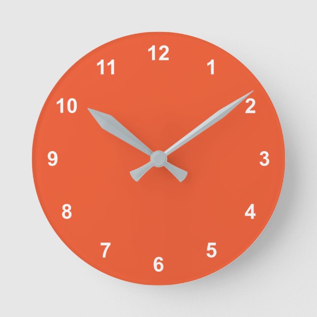 Trend Färg - Flamrött Runt klocka med siffror (Framsida)