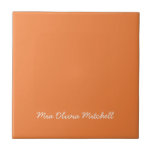 Trend Färg - Fresh Tangerine Ceramic Tile Kakelplatta<br><div class="desc">Vi presenterar den pulserande vår-skuggan: Fresh Tangerine. Öka din hemdekoration med vår moderna och snyggt keramiska plattor, med ett anpassade namn i ett charmigt handskrivet teckensnitt. Dess elegant och minimalistiska utformning i färg är ett exempel på tidlös lockelse, skapar perfekt för personlig använda eller som en tänkbar gåva till vänner,...</div>